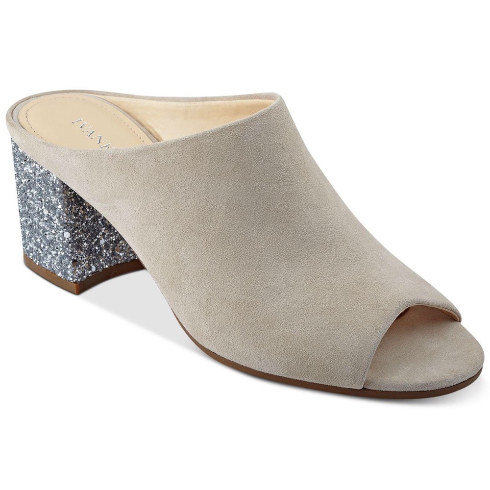 IVANKA TRUMP | Leather Peep Toe Glitter Mule